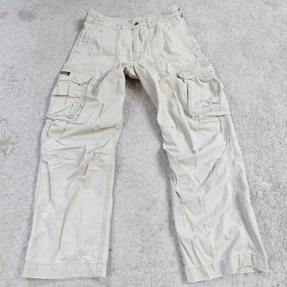 Polo Jeans Ralph Lauren Pants 30 Beige Cargo Ripstop Side Adjusters - Picture 1 of 13